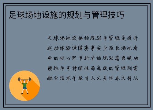 足球场地设施的规划与管理技巧
